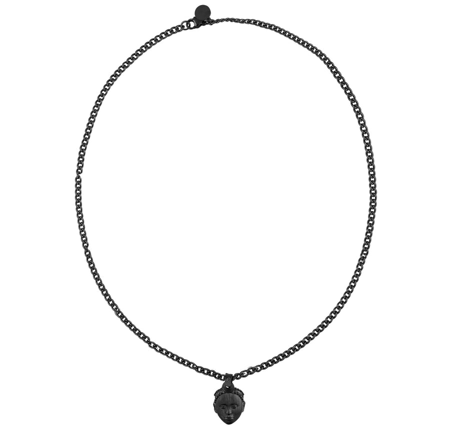 Olokun Head with 3MM Cuba Chain (BLACK)