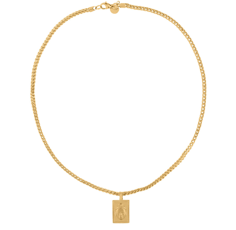 Rectangular cut Olokun Head with 3MM Franco Chain (GOLD)