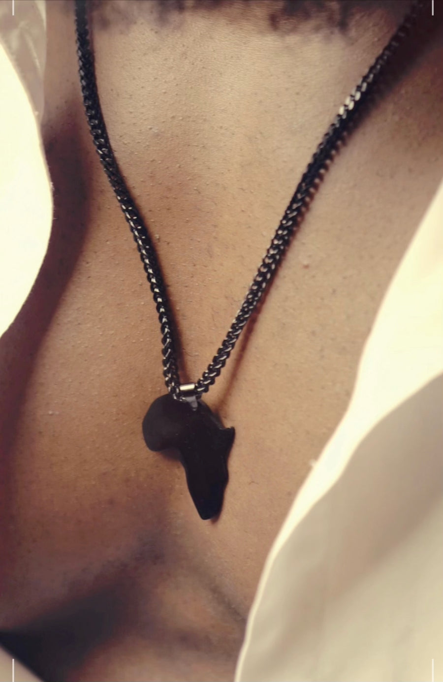 African Pendant with 3MM FRANCO CHAIN (BLACK)