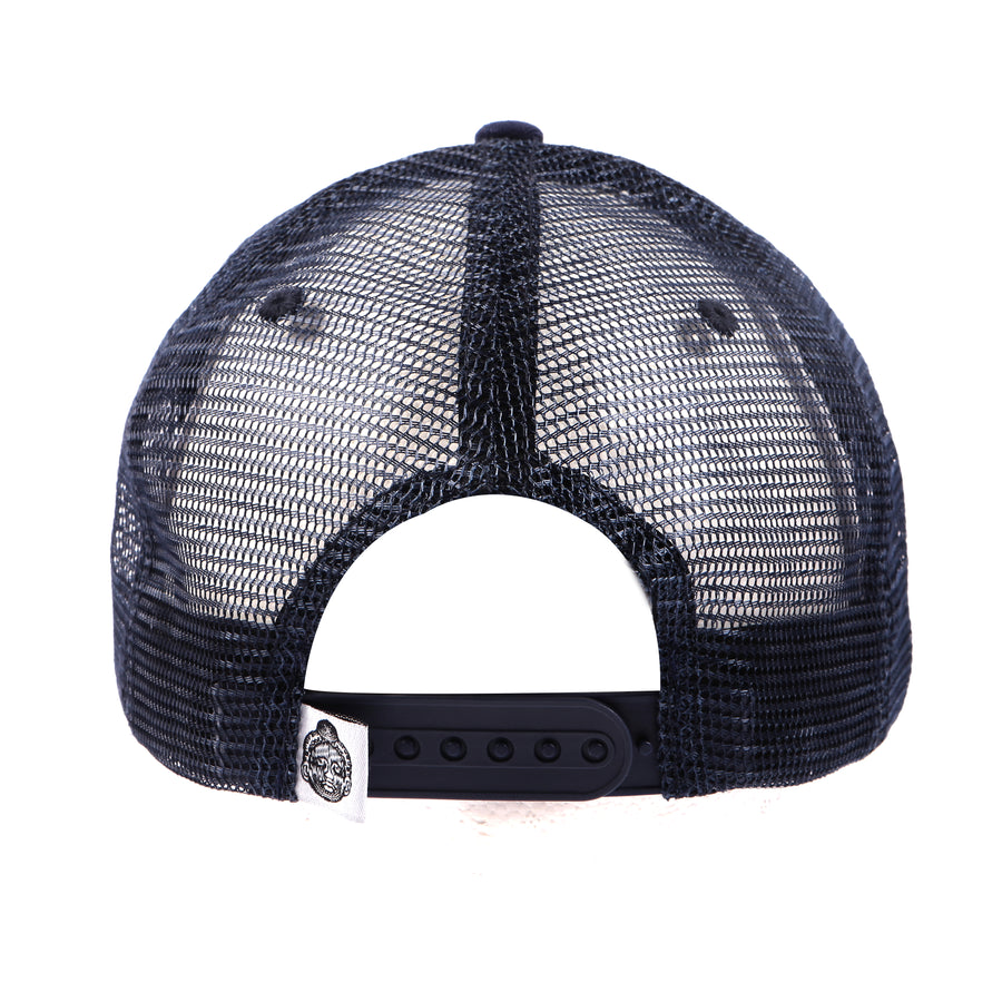 Blue Olokun Varsity Mesh Cap with a slightly Curved Peak.