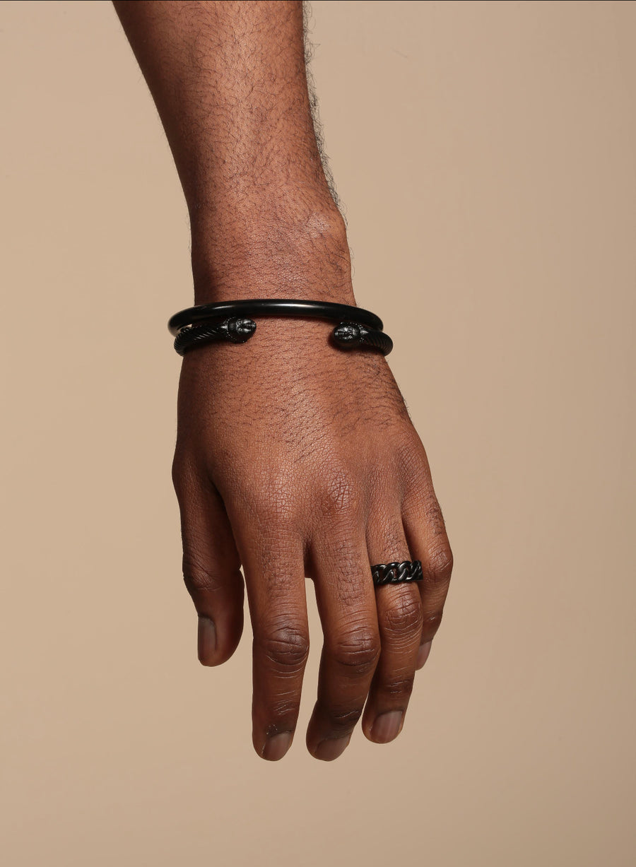 Unisex Olokun Cuff Twisted Bangle (BLACK)