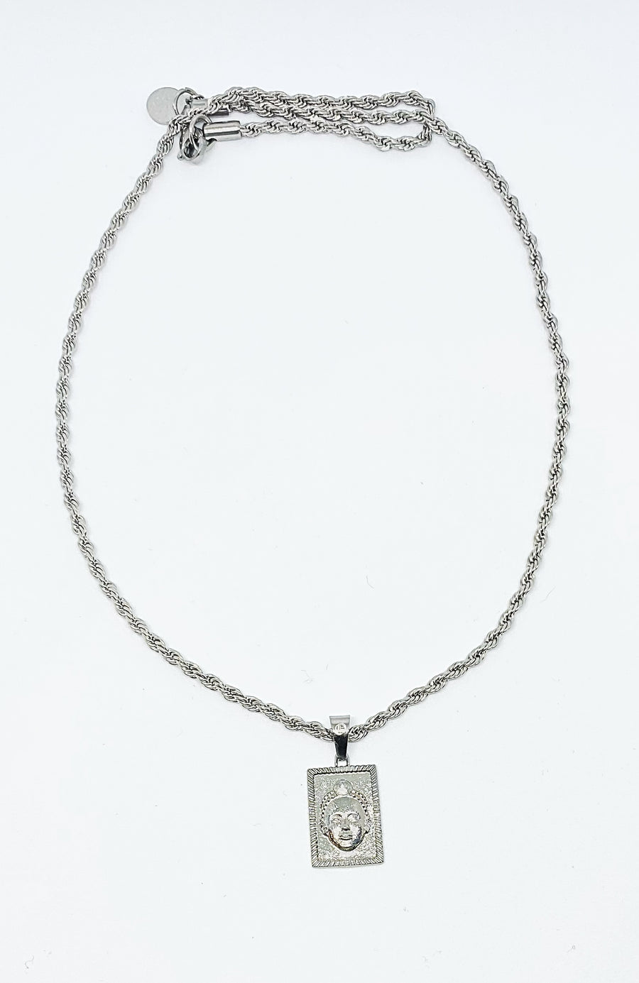 Rectangular cut Olokun Head with 3MM Rope Chain (SILVER)