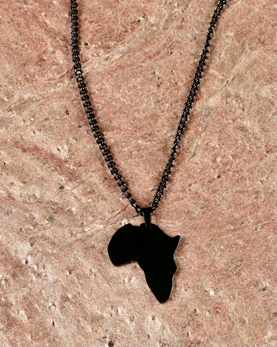 African Pendant with 3MM CUBA CHAIN (BLACK)