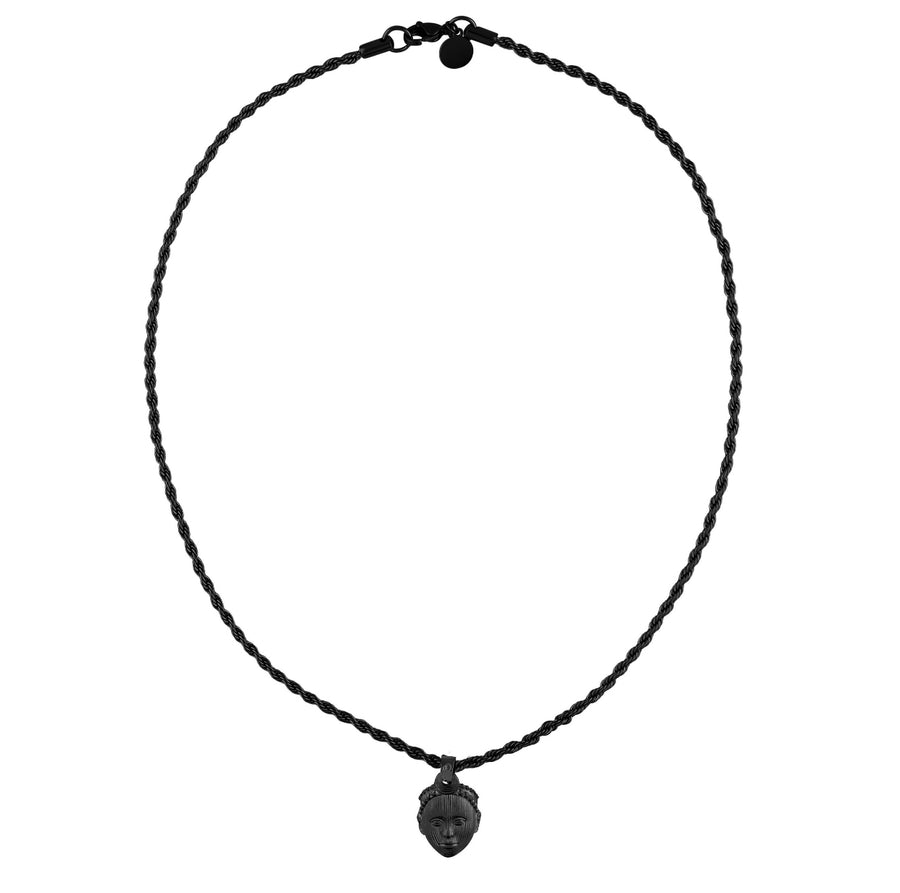 Olokun Head with 3MM Rope Chain (BLACK)