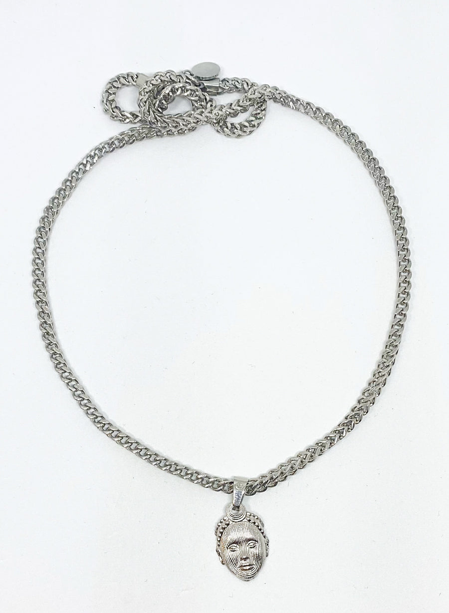 Olokun Head with 3MM Franco Chain (SILVER)