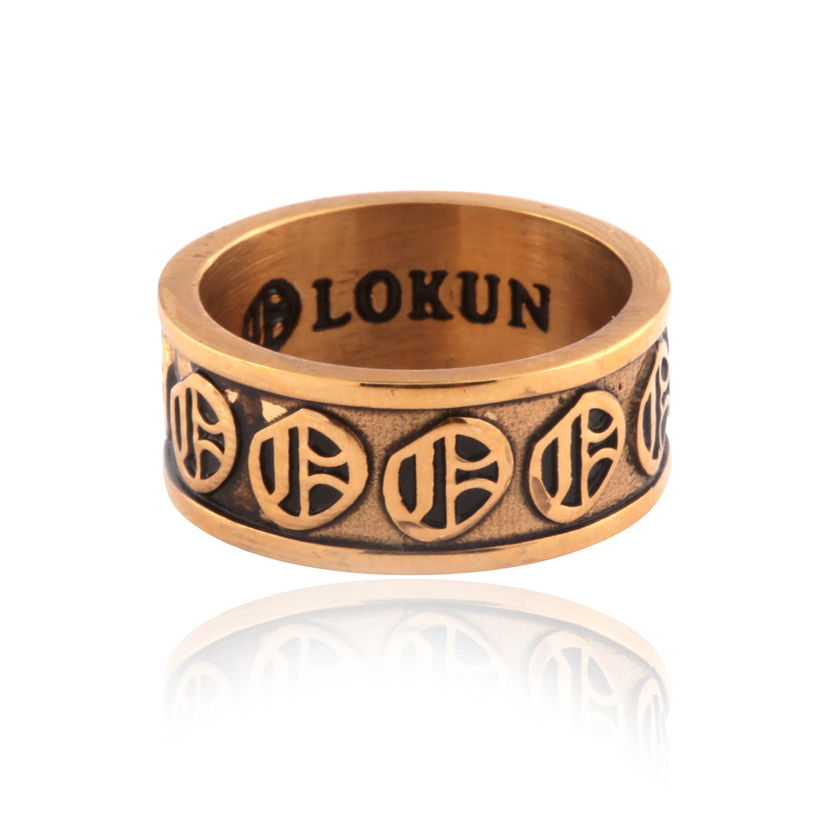 Olokun Enamel Tainted Banded Royal Ring (GOLD)