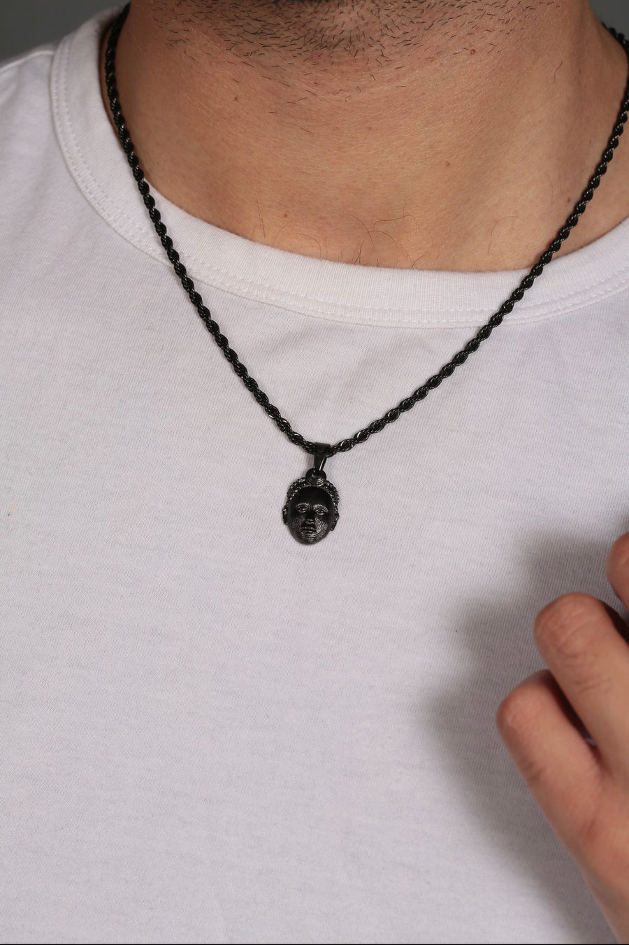 Olokun Head with 3MM Rope Chain (BLACK)