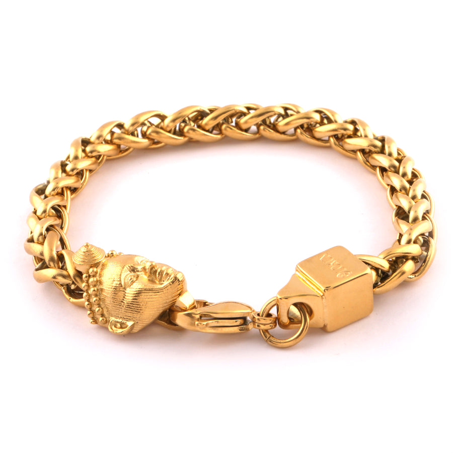 WHEAT BRACELET (GOLD) with OLOKUN CHARM