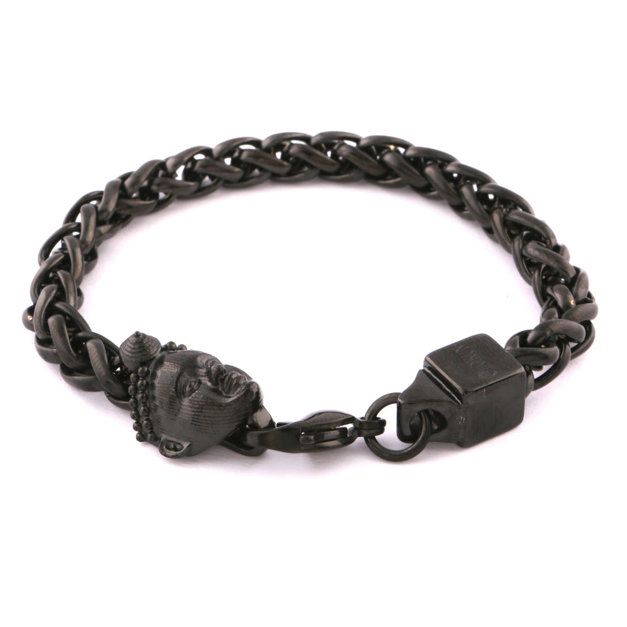 WHEAT BRACELET (BLACK) with OLOKUN CHARM